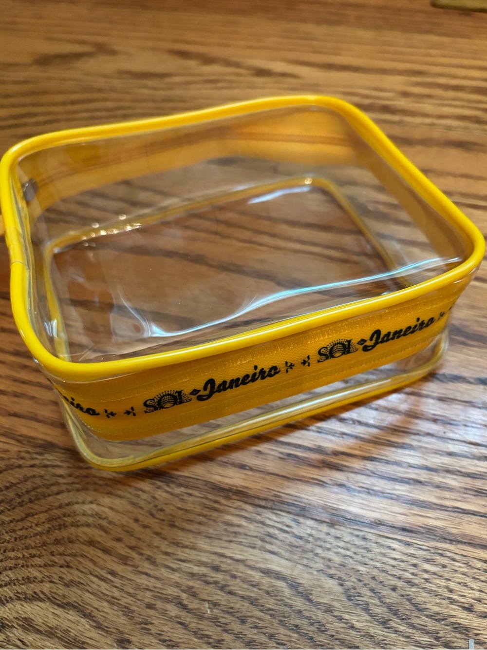 Sol De Janeiro Clear Yellow Trimmed Makeup Bag NEW